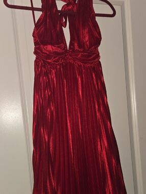 Hello Molly Red Satin Halter Dress, New,Small
